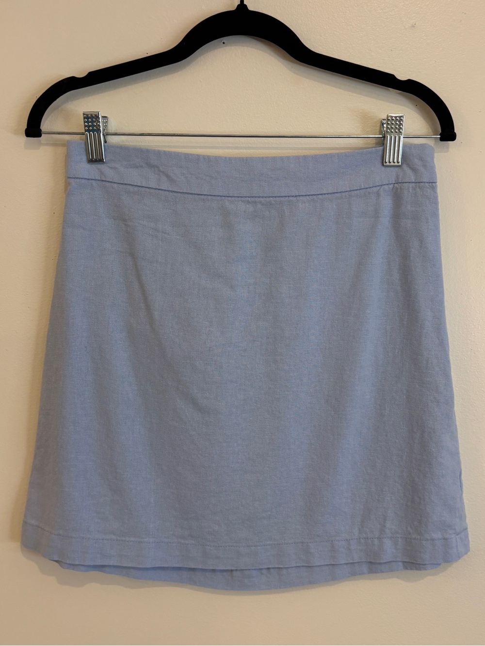 Light Blue A-Line Linen-Blend Skirt